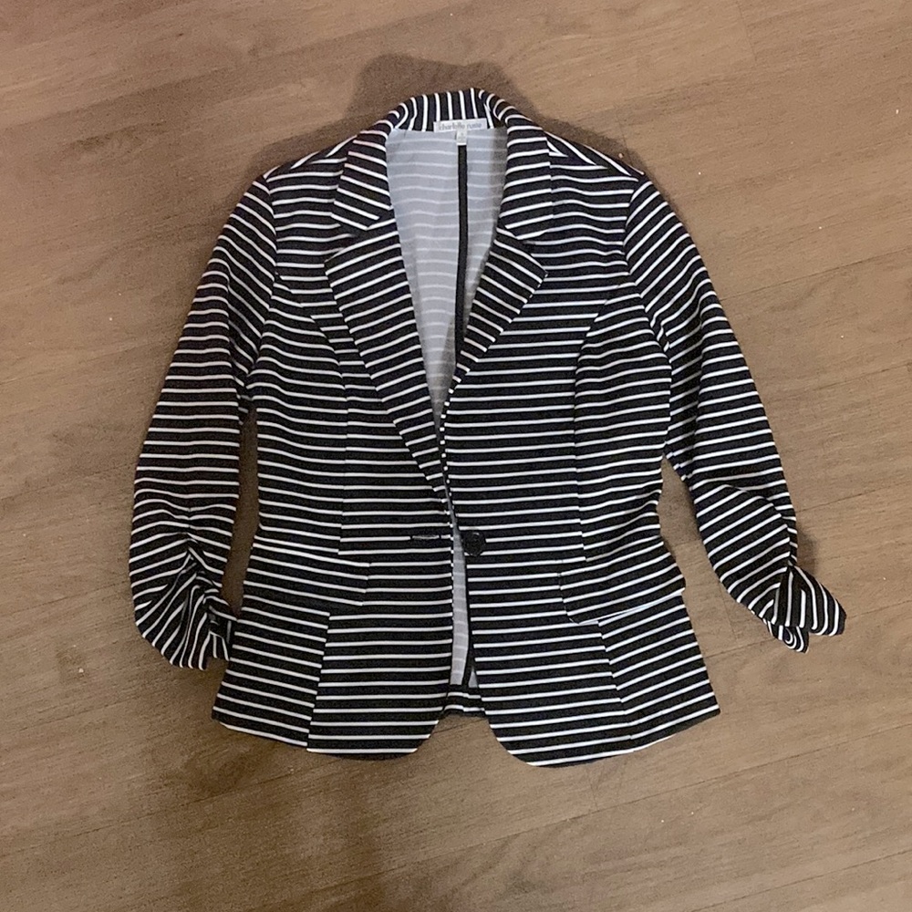 small black and white striped blazer
